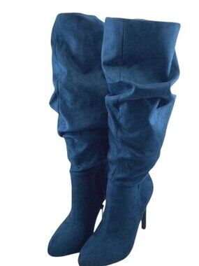 Jessica Simpson Stargaze Azurite Microsuede Slouchy Knee-High Heeled Boots SZ 6